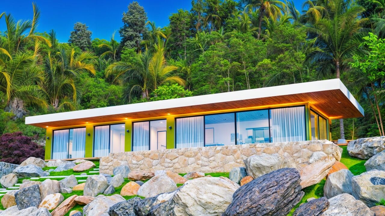 Casa com piscina em terreno inclinado em Garopaba SC
