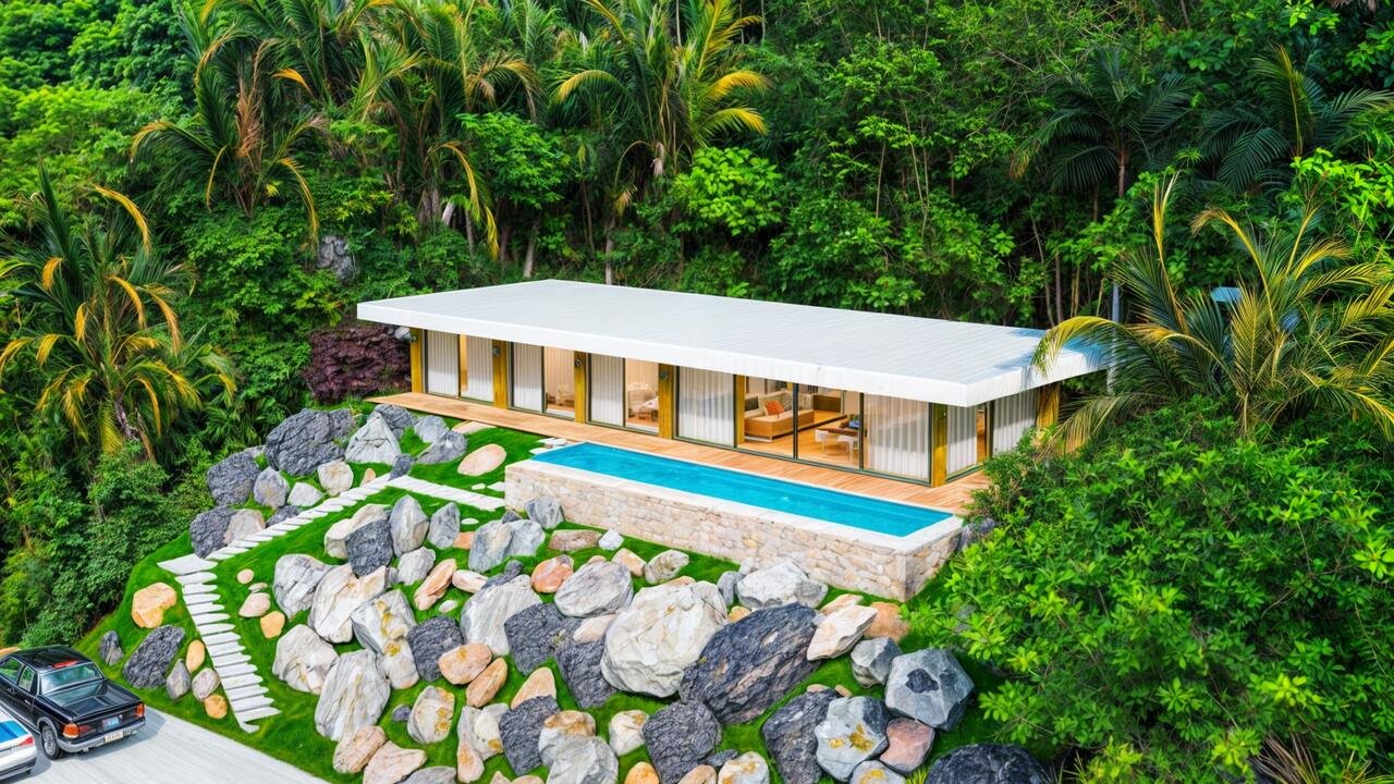 Casa com piscina em terreno inclinado em Garopaba SC